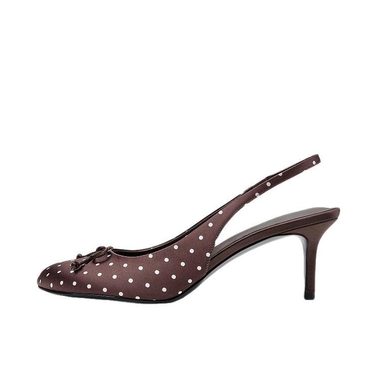 推荐商品：CHARLES&KEITH 高跟鞋 蝴蝶结时尚细跟包头 CK1-60580340 深棕色