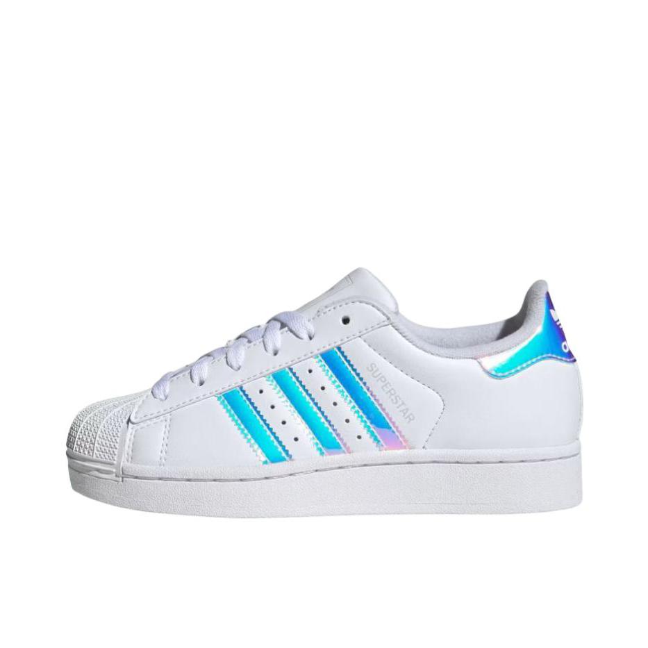 推荐商品：adidas Originals Superstar 2 板鞋 复古防滑耐磨贝壳头贴合圆头支撑 大童/白色/蓝色