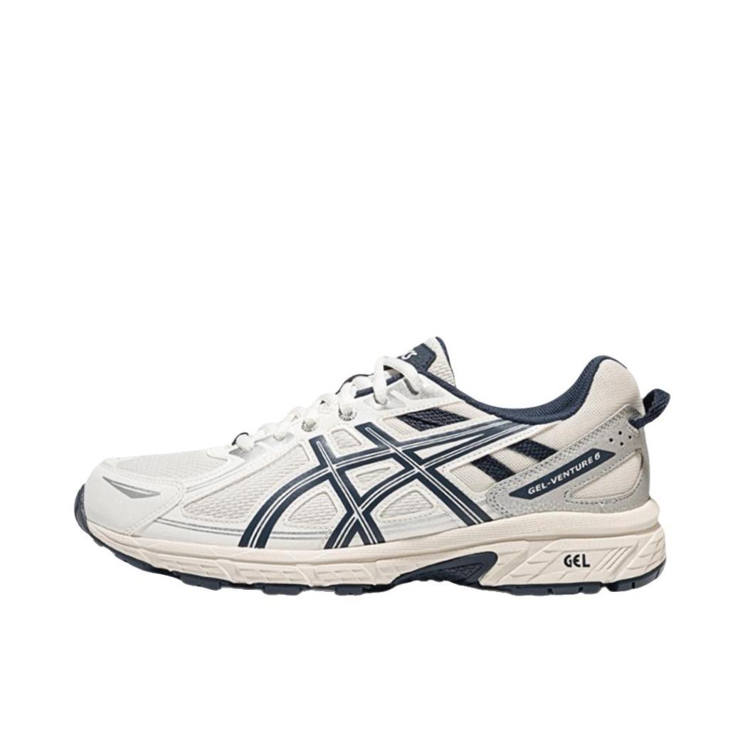 推荐商品：Asics/亚瑟士 Gel-Venture 6 跑鞋 防滑耐磨缓冲抓地减震回弹透气复古越野 白色/蓝色/米色