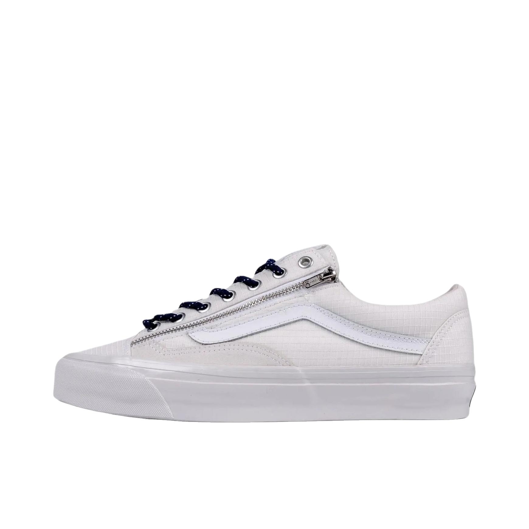 推荐商品：Vans/范斯 Old Skool 36 板鞋 简约复古时尚百搭防滑耐磨舒适减震轻便透气拼接贴合支撑 雪白色/蓝色