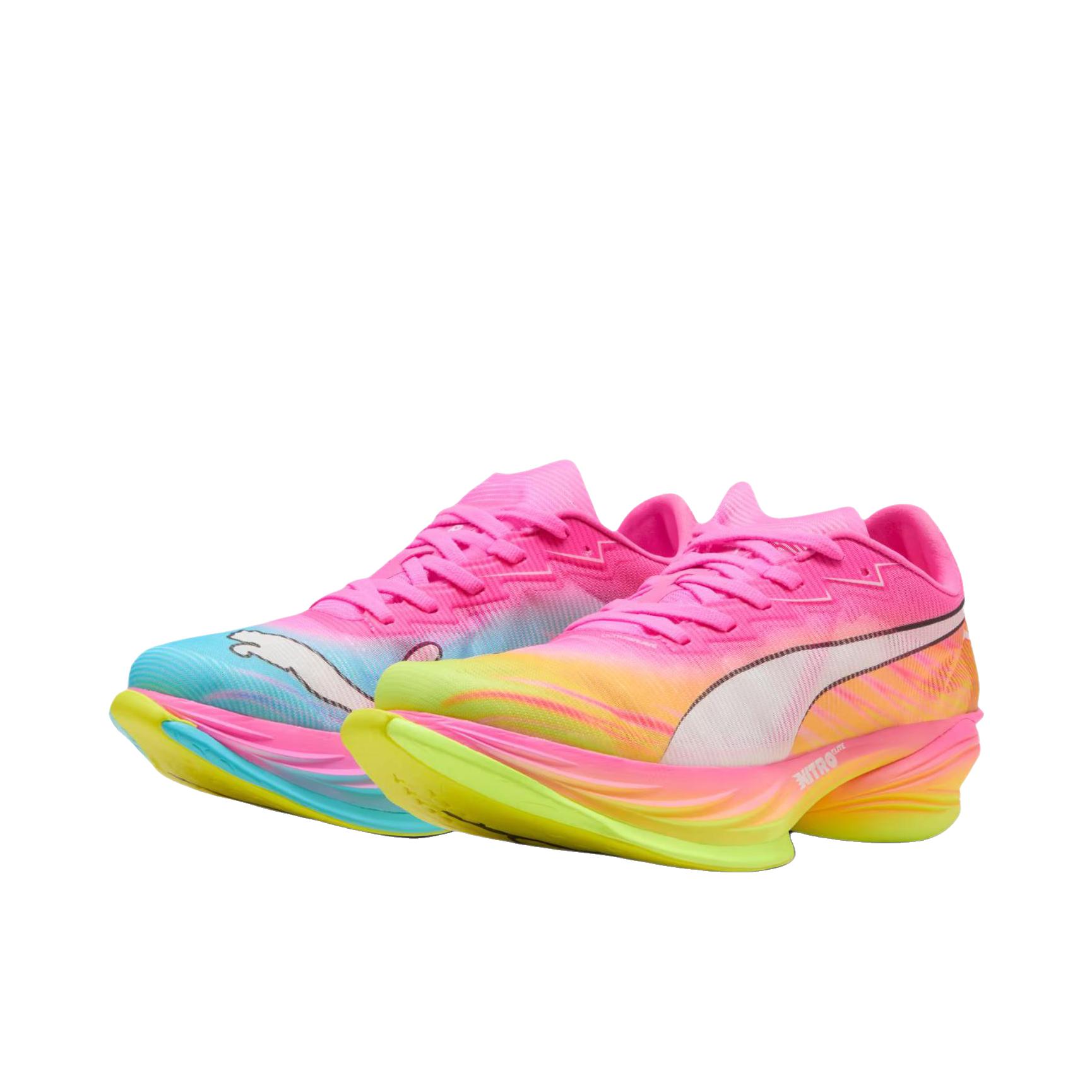 推荐商品：Puma/彪马 FAST-R NITRO Elite 3 异爪 缓震 防滑 轻量 系带 氮气碳板 马拉松 竞速 跑鞋 鸳鸯款/女款/迷幻粉/白色