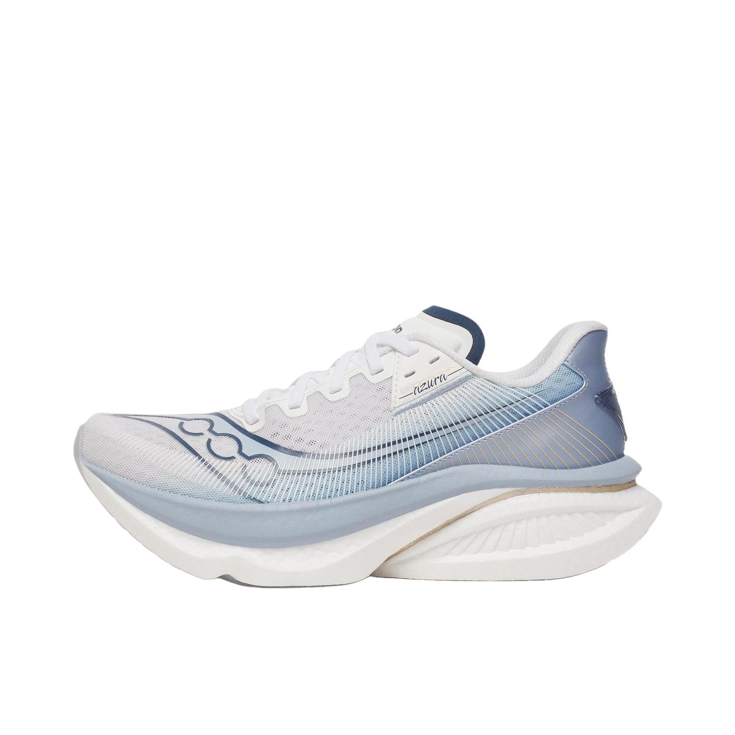 推荐商品：Saucony/索康尼 Endorphin Azura 跑鞋 柔软休闲轻便舒适回弹贴合训练 白色/浅蓝色