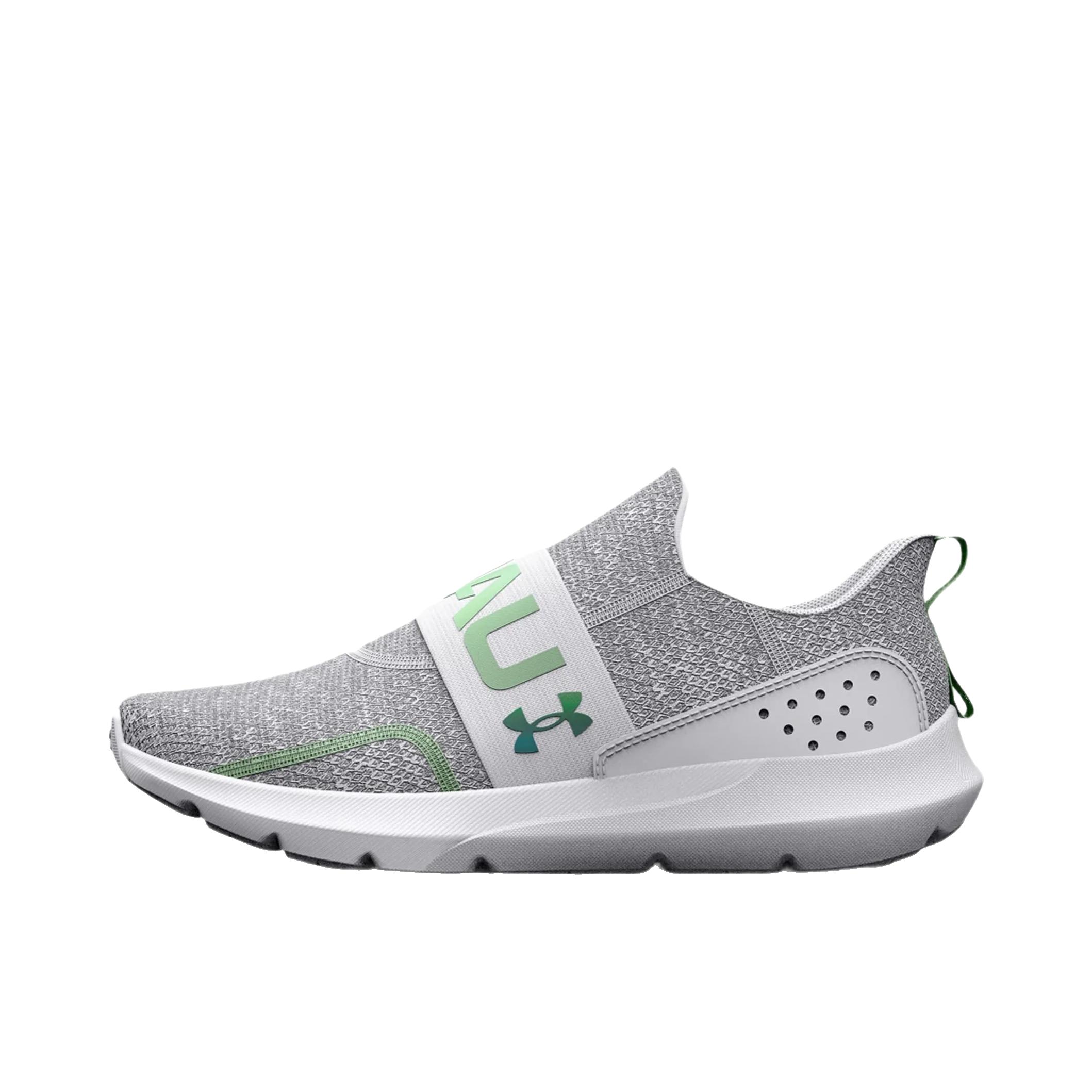 推荐商品：Under Armour/安德玛 Surge 3 Slip 舒适轻便 防滑耐磨 织物网布 跑步 运动休闲鞋 灰色/绿色