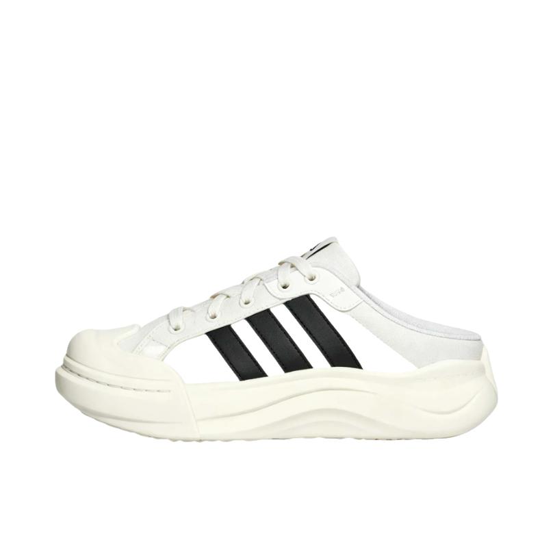 推荐商品：adidas MAXXCOURT MULE 运动休闲鞋 圆头平跟低帮系带 亮白色/黑色/汉玉白