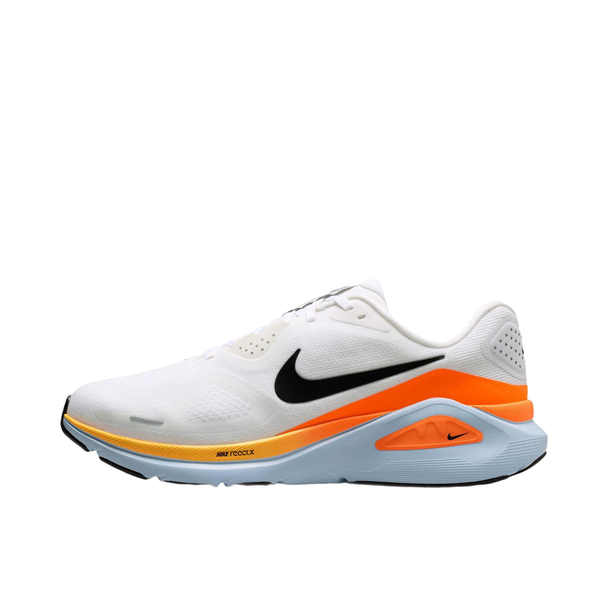 推荐商品：Nike Zoom Structure 26 跑鞋 百搭防滑回弹耐磨低帮泡绵贴合短跑 加宽款/白色/氢蓝色/亮橙色