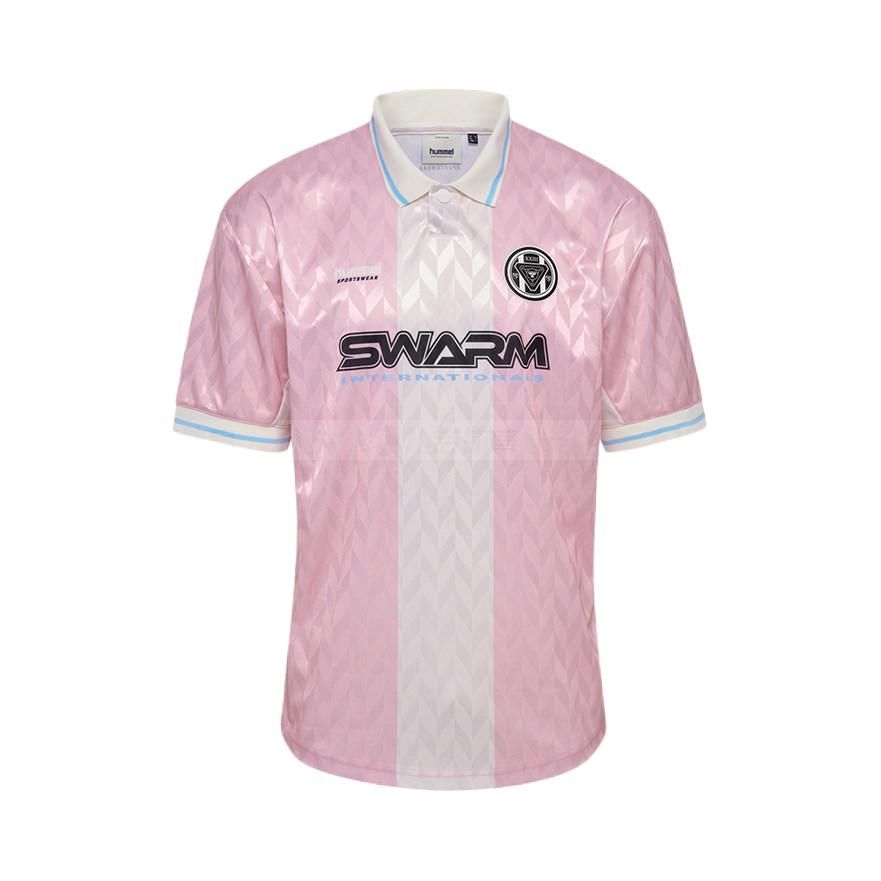 推荐商品：hummel 亲肤透气复古短袖足球服 粉