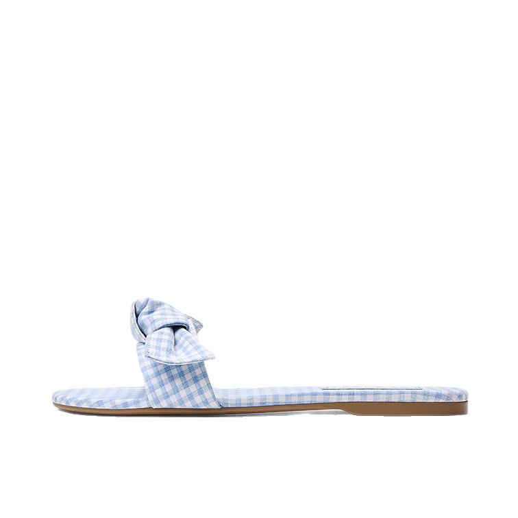 推荐商品：CHARLES&KEITH 拖鞋 平底蝴蝶结一字露趾 CK1-70381198 女款/浅蓝色