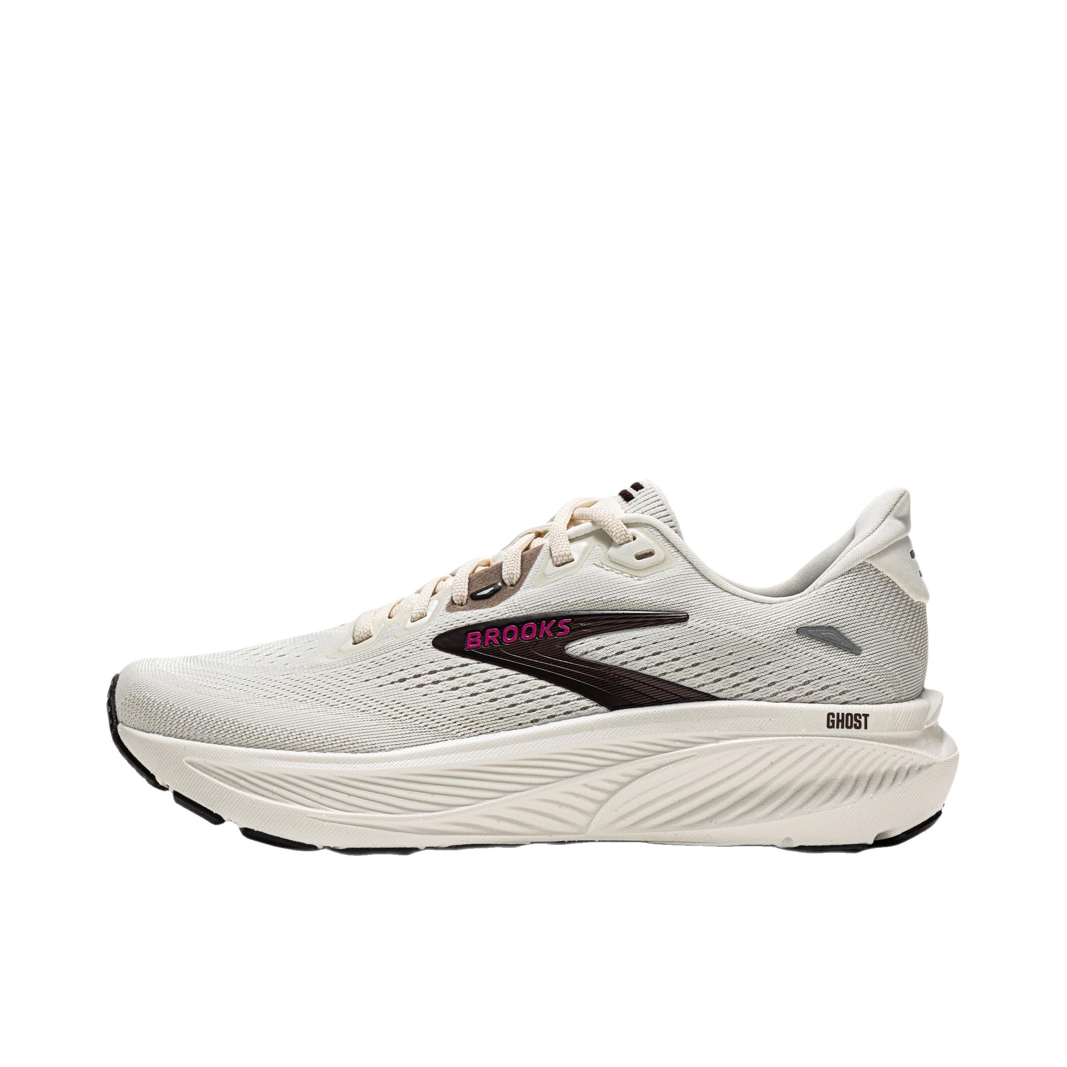 推荐商品：Brooks/布鲁克斯 幽灵Ghost 18 跑鞋 圆头舒适减震支撑 女款/椰奶色/咖色/欢乐紫