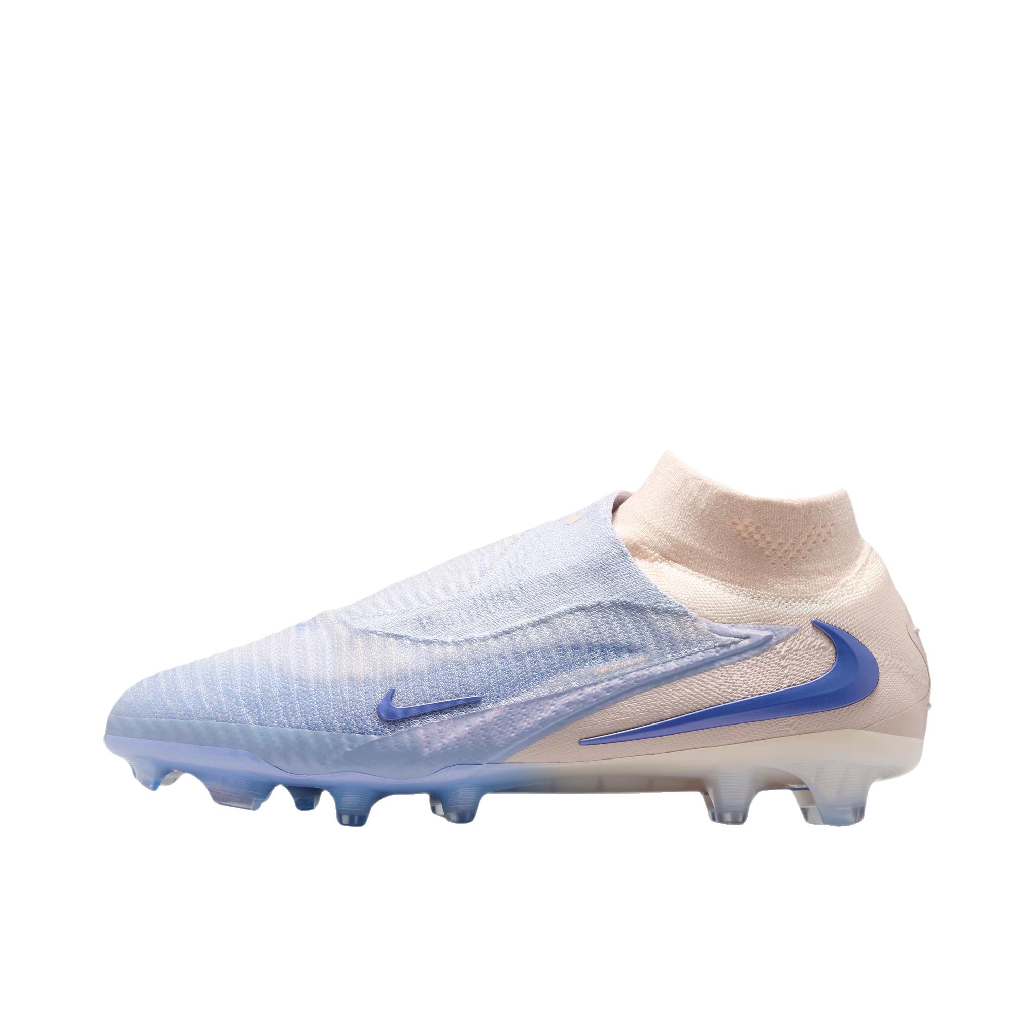 推荐商品：Nike Phantom 6 Elite LV8 FG 足球鞋 一脚蹬厚底长钉低帮 幻影蓝/冰番石榴色