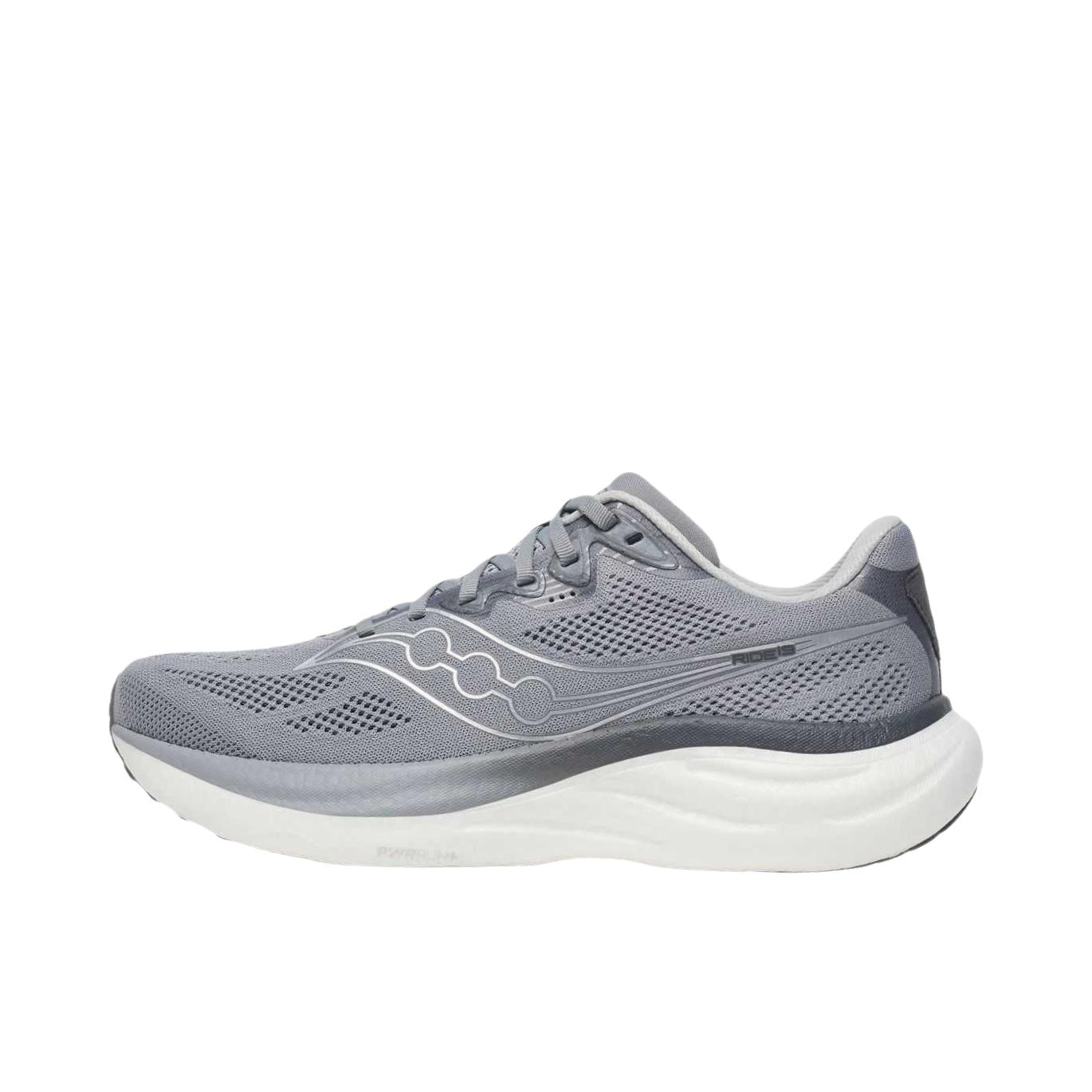 推荐商品：Saucony/索康尼 RIDE 驭途 19 跑鞋 慢跑回弹网布情侣训练耐穿轻便减震 燧石色/阴影色