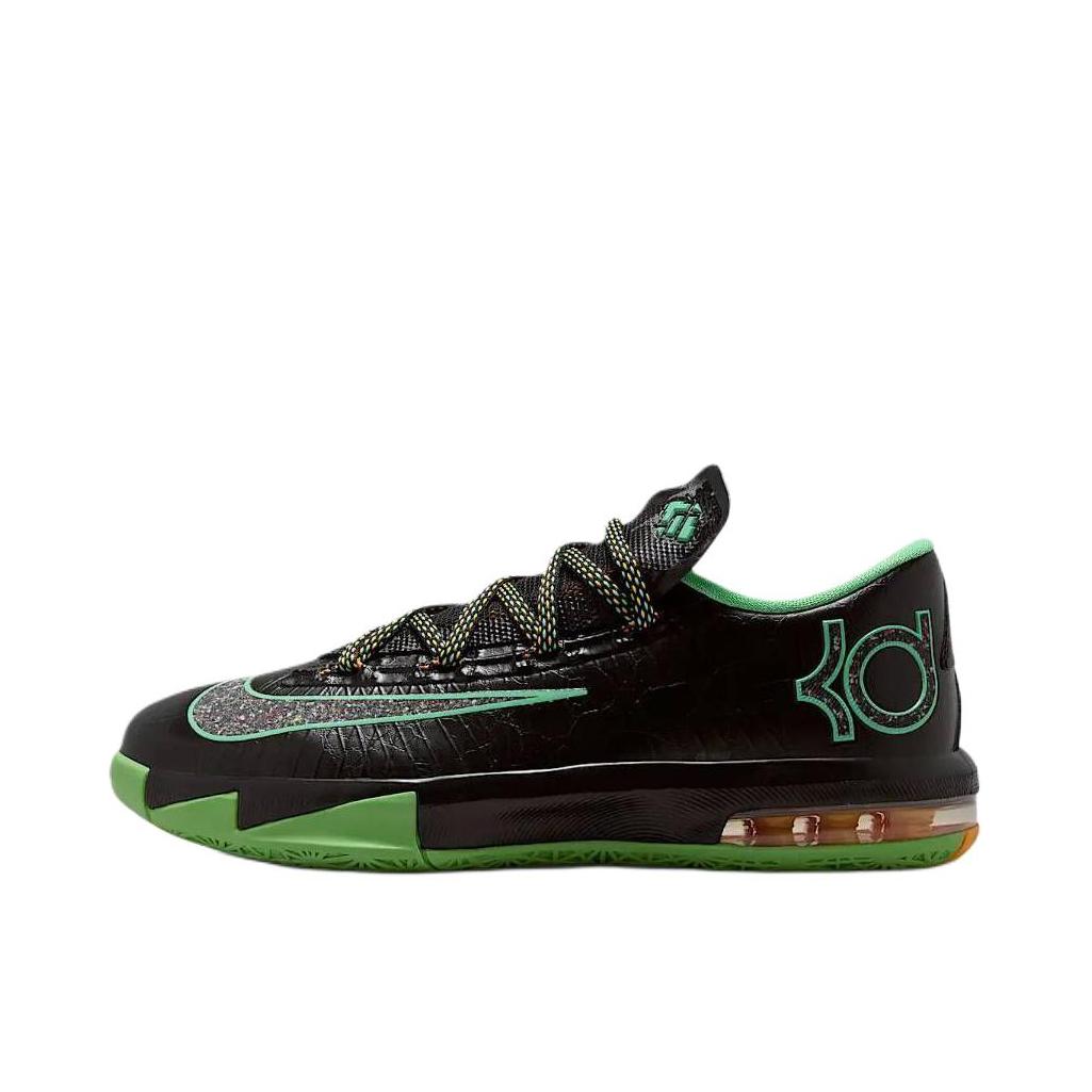 推荐商品：Nike KD 杜兰特6 时尚潮流 减震耐磨 舒适百搭 防滑轻便 圆头 包裹性 支撑实战 低帮 篮球鞋 大童/黑色/绿色