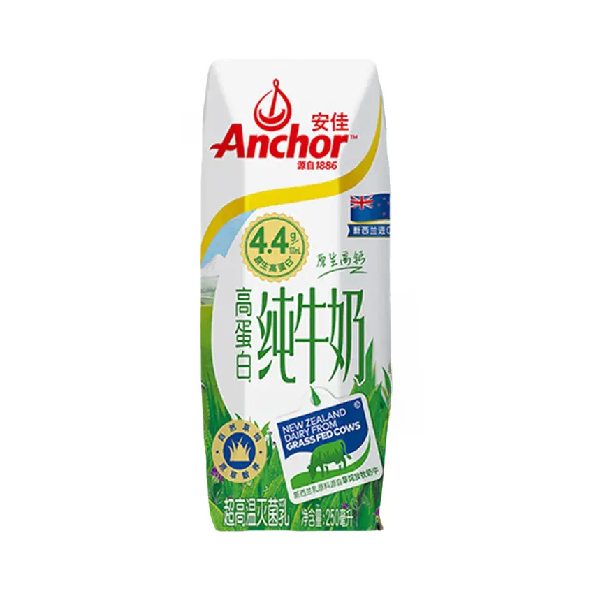 推荐商品：Anchor/安佳 高蛋白 250ml 全脂 纯牛奶 盒装