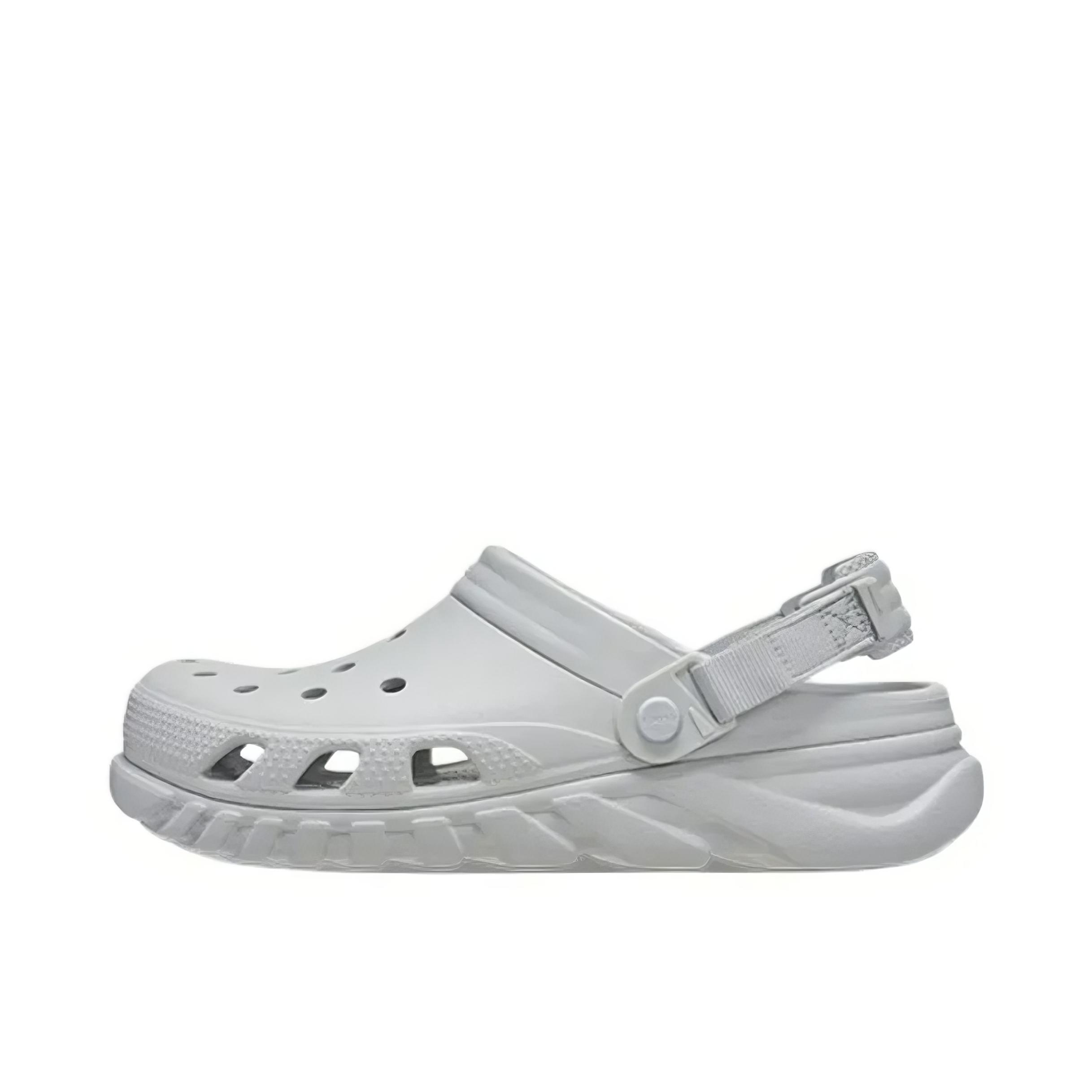 推荐商品：Crocs/卡骆驰 Duet Max Clog 蜗轮 沙滩包头 外穿 百搭 时尚潮流 运动风格 柔软 舒适透气 防滑耐磨 户外 拖鞋 洞洞鞋 凉鞋  灰色