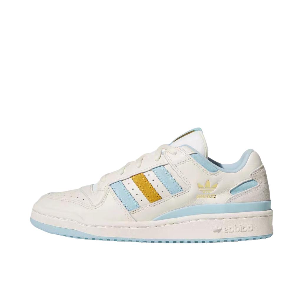 推荐商品：adidas Originals FORUM LOW 板鞋 复古城市风舒适防滑耐磨篮球风增高薄底 汉玉白/冰晶蓝/乳白色