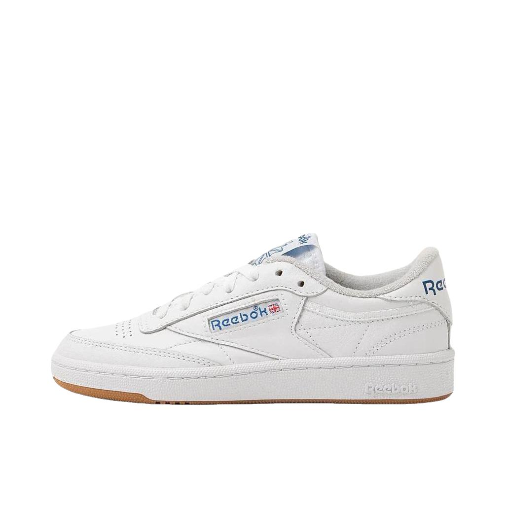 推荐商品：Reebok/锐步 Club C 85 经典复古 防滑耐磨 防水 运动 脏脏鞋 板鞋 羽白色/蓝色