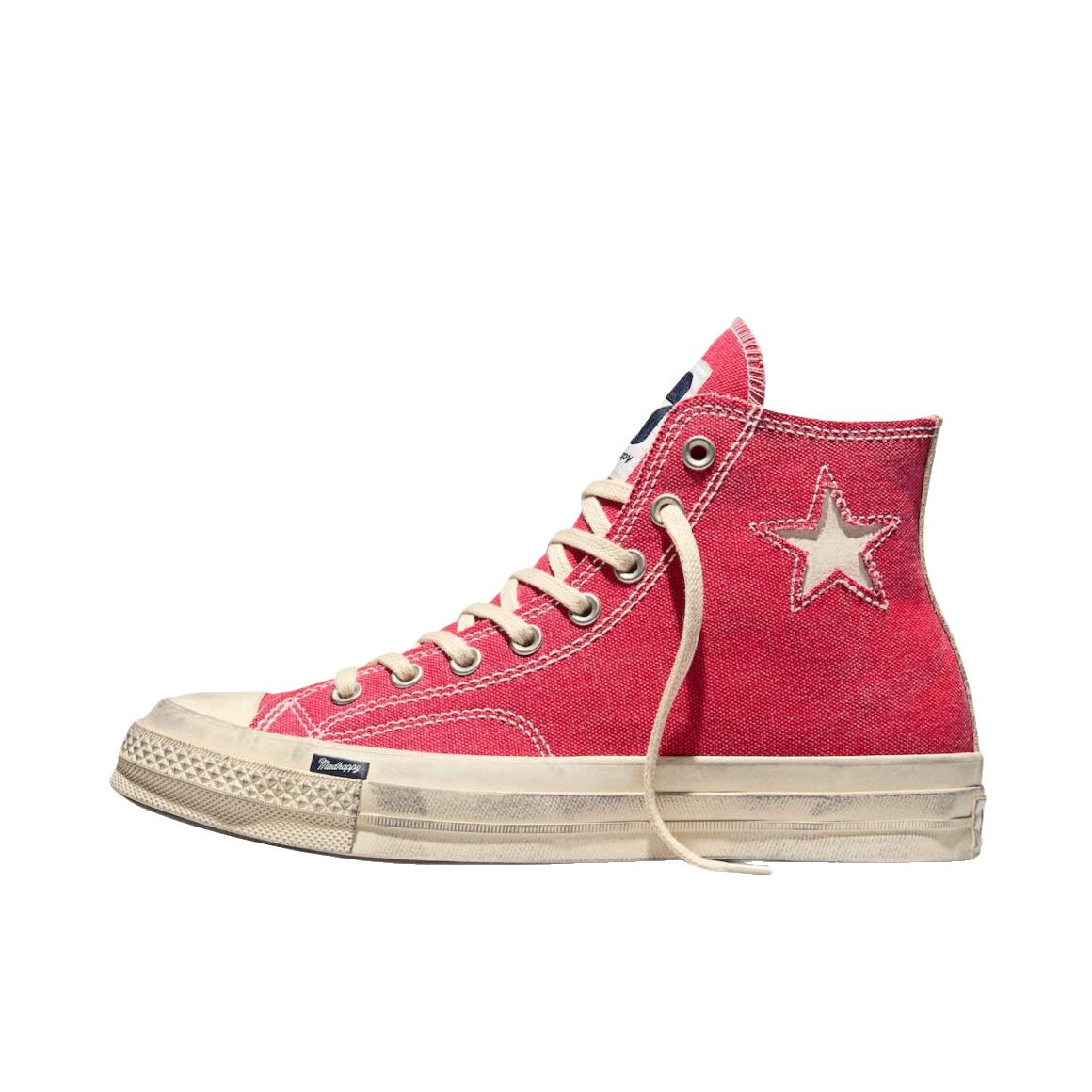 推荐商品：Converse/匡威 Chuck 70 帆布鞋 防滑耐磨薄底轻便透气舒适百搭复古时尚贴合圆头流光风 Madhappy联名/红色/天然象牙色