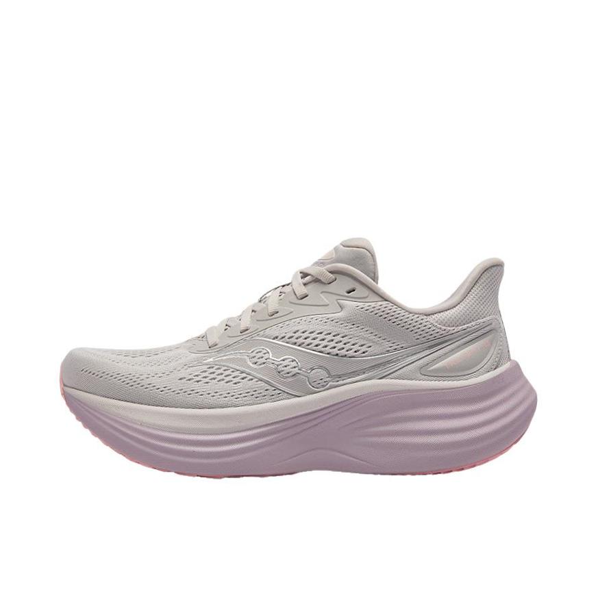 推荐商品：Saucony/索康尼 TRIUMPH 胜利 24 跑鞋 柔软透气圆头厚底 灰色/紫色