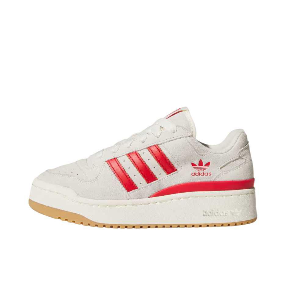 推荐商品：adidas Originals Forum 板鞋 轻便复古防滑时尚魔术贴篮球风薄底包裹性 奶油白/红色/沙粉色
