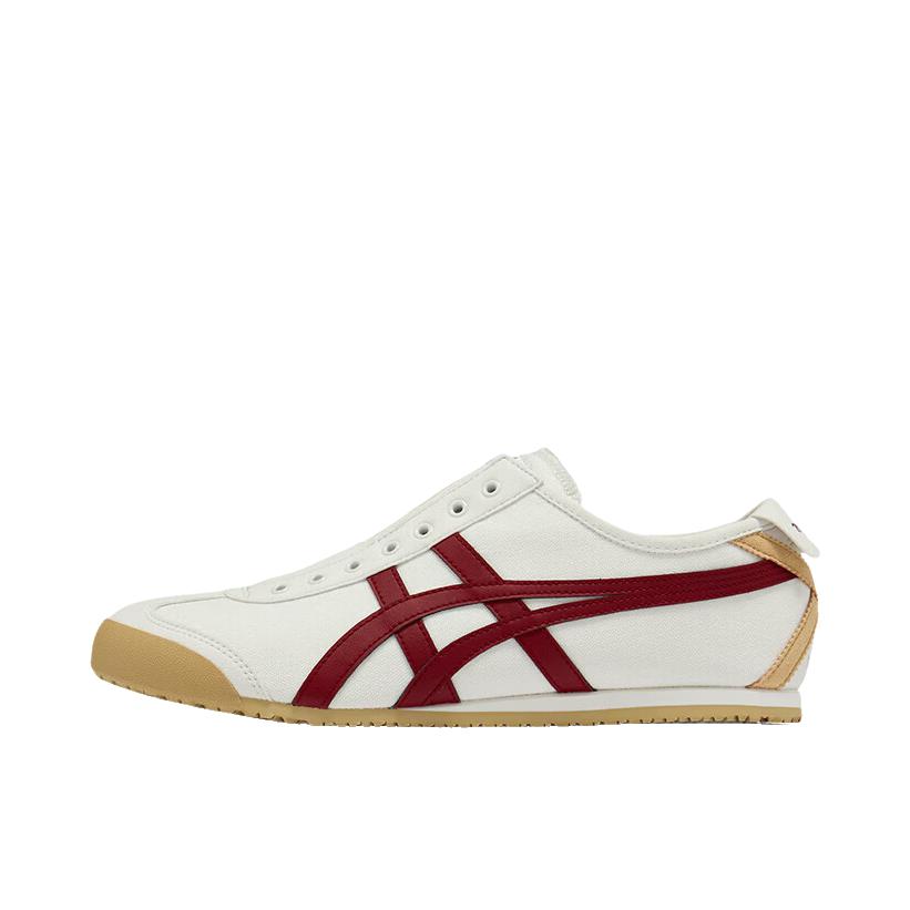推荐商品：Onitsuka Tiger/鬼塚虎 Mexico 66 Slip-on 懒人鞋 德训鞋 运动休闲鞋 复古轻便透气一脚蹬舒适百搭 米白色/深红色