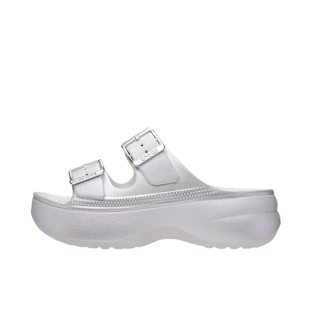 推荐商品：Crocs/卡骆驰 拖鞋 云朵金属一字中跟 215552 女款/灰色/银色