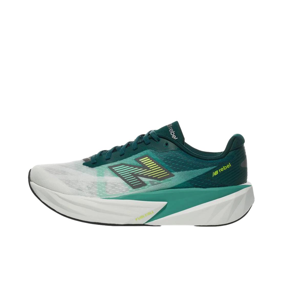 推荐商品：New Balance FuelCell Rebel v5 跑鞋 轻量竞速支撑回弹缓震减震轻便速训稳健抓地韧弹贴合稳固耐用 D宽/绿色/白色