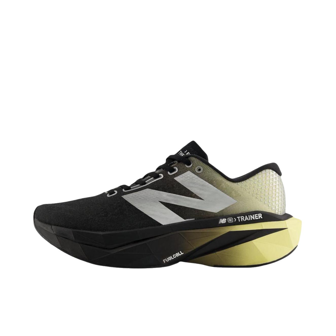 推荐商品：New Balance FuelCell SuperComp Trainer v3 跑鞋 轻量碳板系带防滑耐磨缓震复古公路短跑 D宽/黑色/黄色