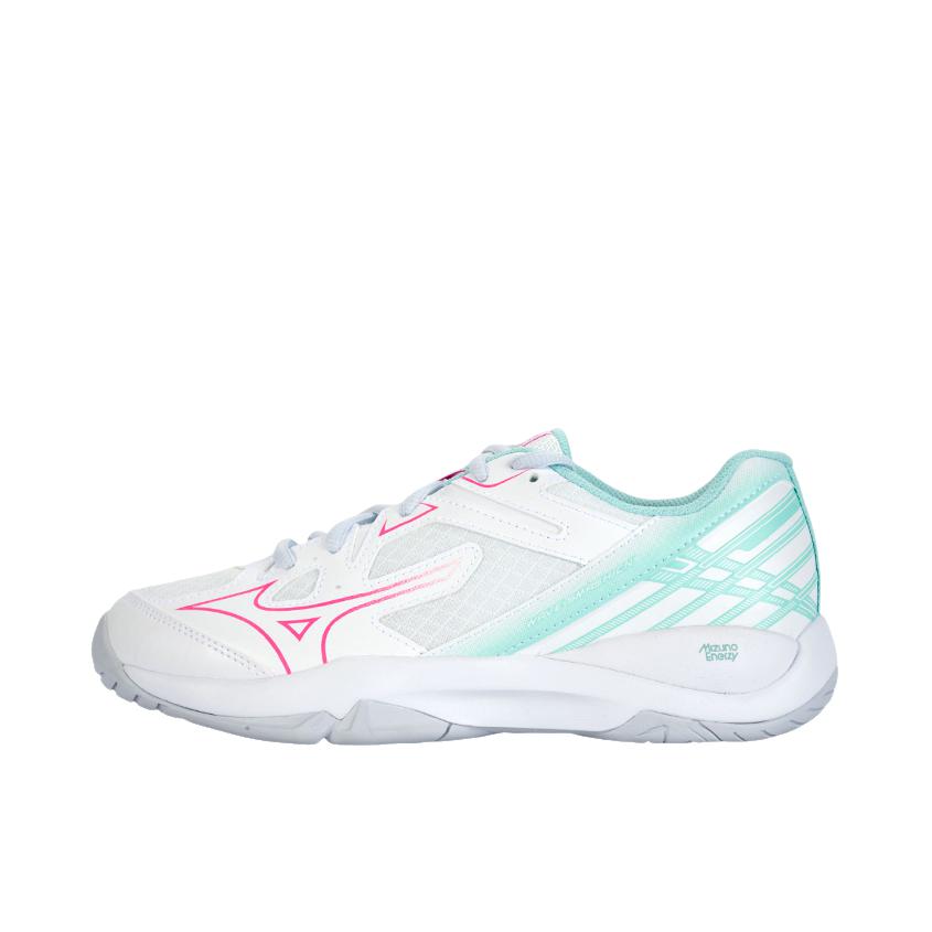 推荐商品：Mizuno/美津浓 WAVE SMASH CN 羽毛球鞋 耐磨透气防滑 白色/粉色/绿色