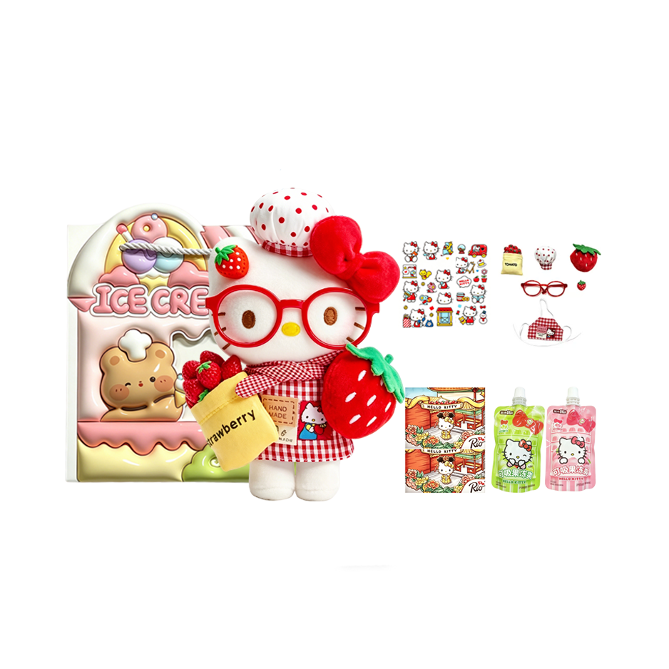 Sanrio/三丽鸥 HelloKitty KT挂件+糖果礼盒 周边 草莓甜厨Kitty+糖果礼盒