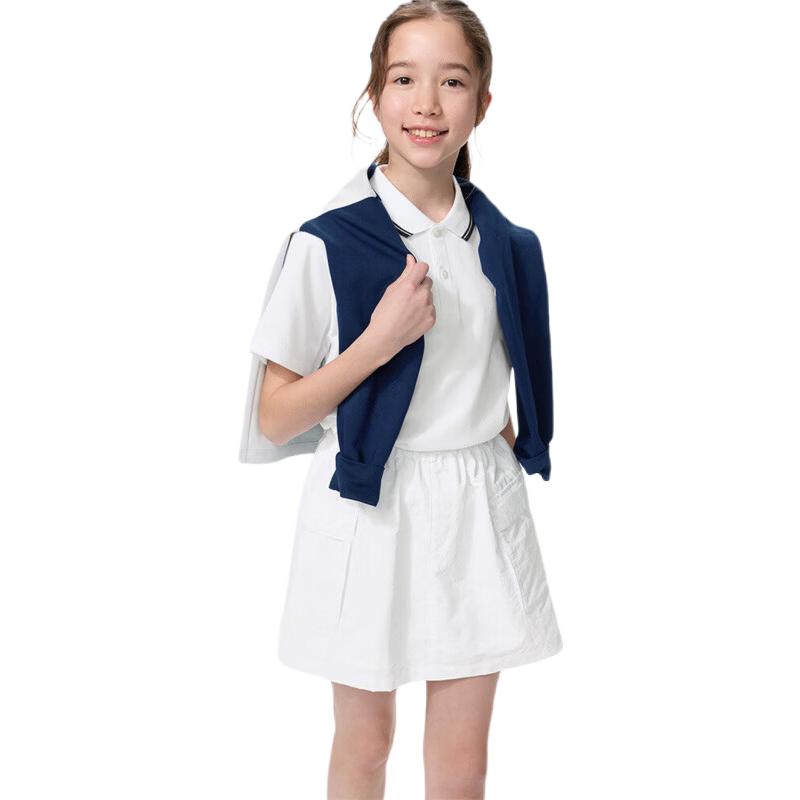 推荐商品：UNIQLO/优衣库童装 2026SS 纯色亲肤透气速干半身短裙 女中大童 483329 白
