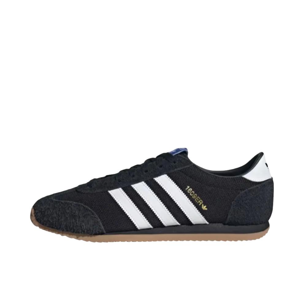 推荐商品：adidas Originals 1609ER 运动休闲鞋 织物皮革复古减震 核心黑/云白色/金色