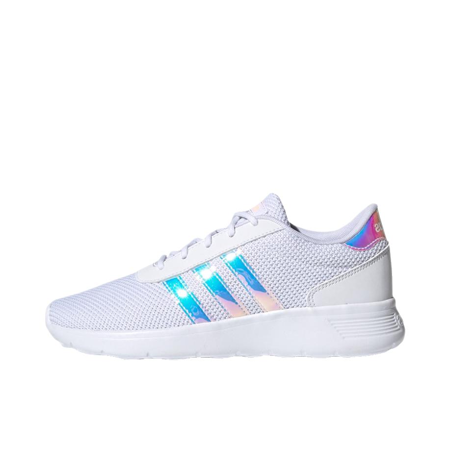 推荐商品：adidas NEO Lite Racer 运动休闲鞋 时尚潮流复古减震回弹舒适轻便防滑耐磨网面透气 白色/镭射银