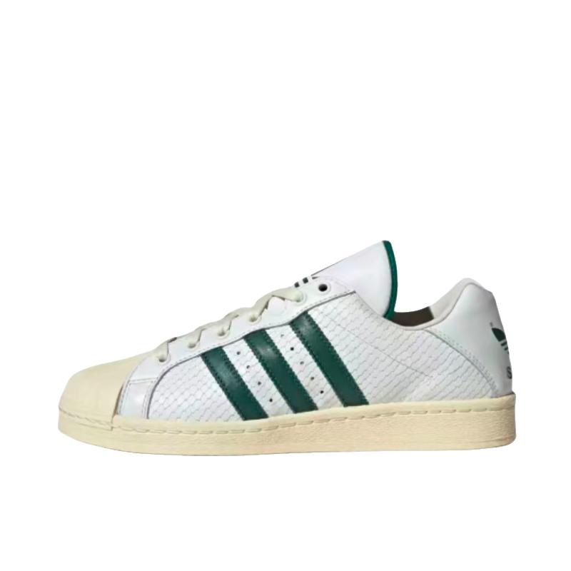 推荐商品：adidas Originals Ultrastar 板鞋 圆头平跟系带 白色/绿色