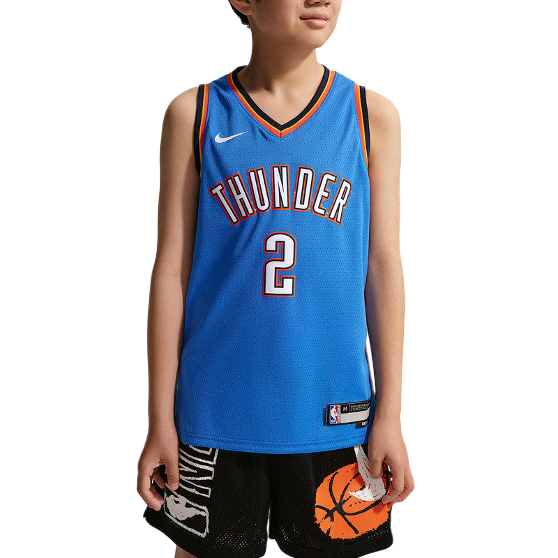 Nike/耐克童装 透气套头V领印花篮球服 男中大童 IH2144 蓝
