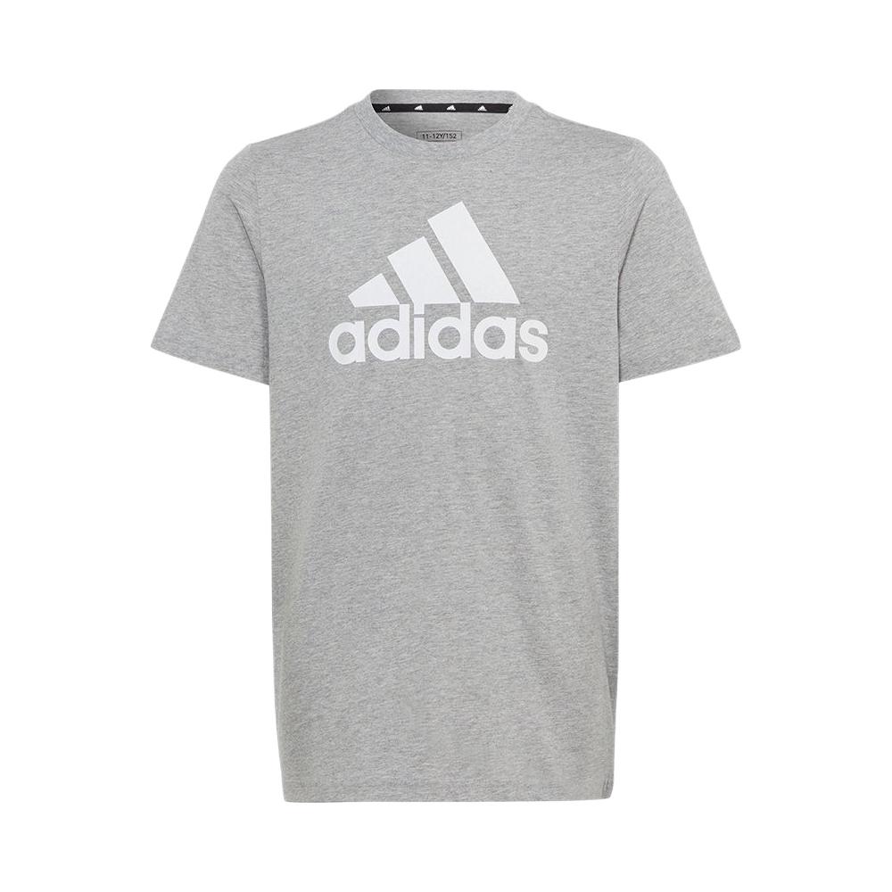 Adidas/阿迪达斯童装 纯棉圆领字母logo印花直筒短袖T恤 大童 HR6379 IC6858 IC6859 IS2581 IX9571 中麻灰/白