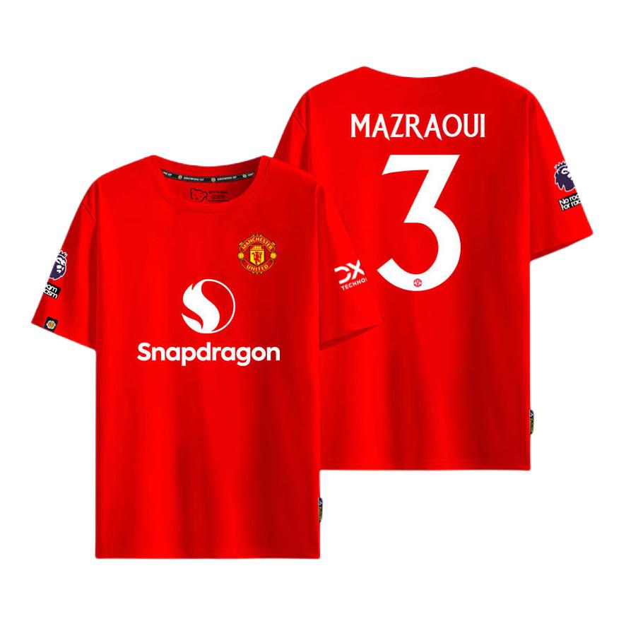 推荐商品：MUFC/曼联 纯棉落肩袖印花圆领短袖足球服 红