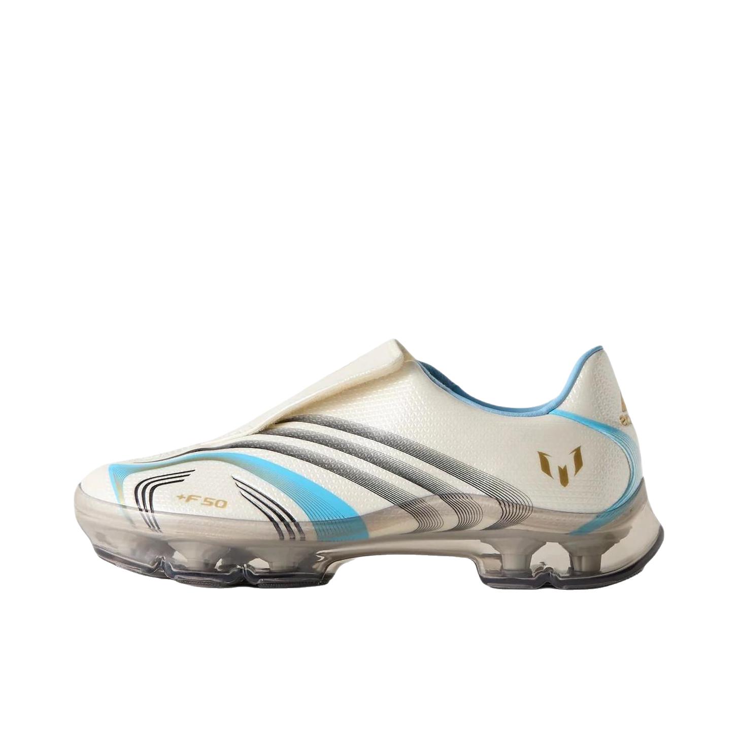 推荐商品：adidas F50 系列 Adiframe Shock Pink 足球鞋 防滑耐磨一脚蹬低帮 KITH x Lionel Messi联名/白色/蓝色