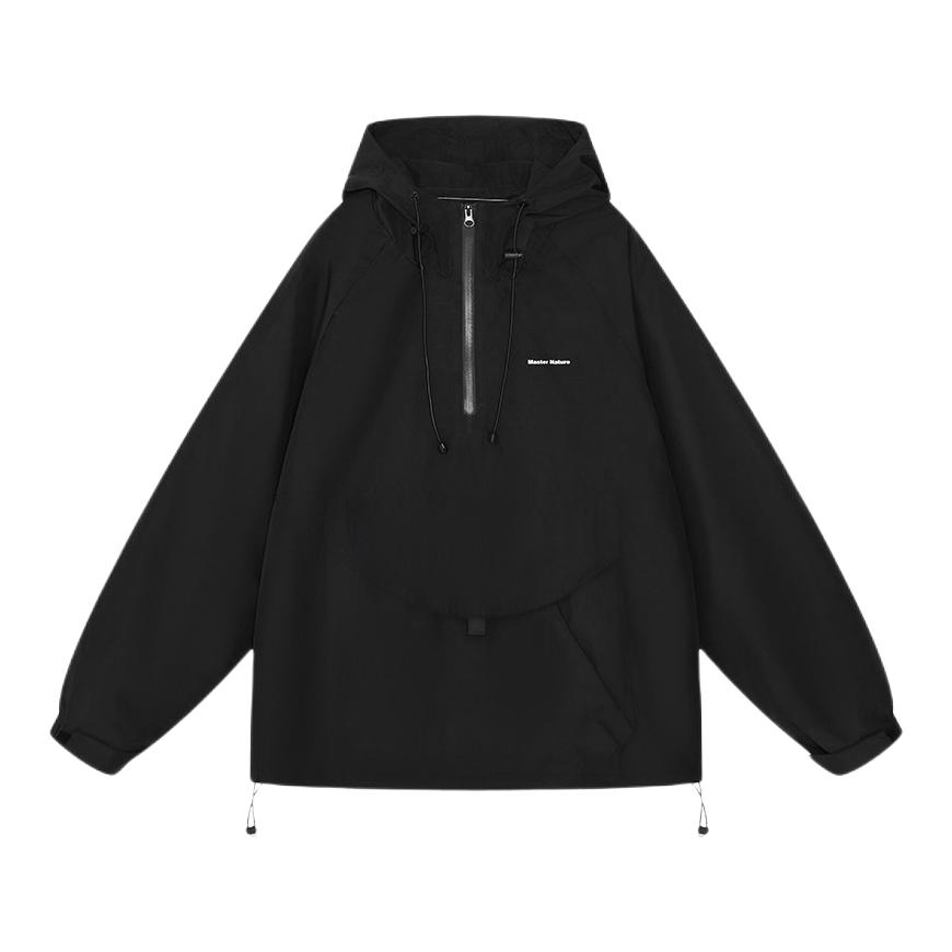 推荐商品：wearx/完型 防风透气拉链连帽长袖冲锋衣 WX200269 水墨黑