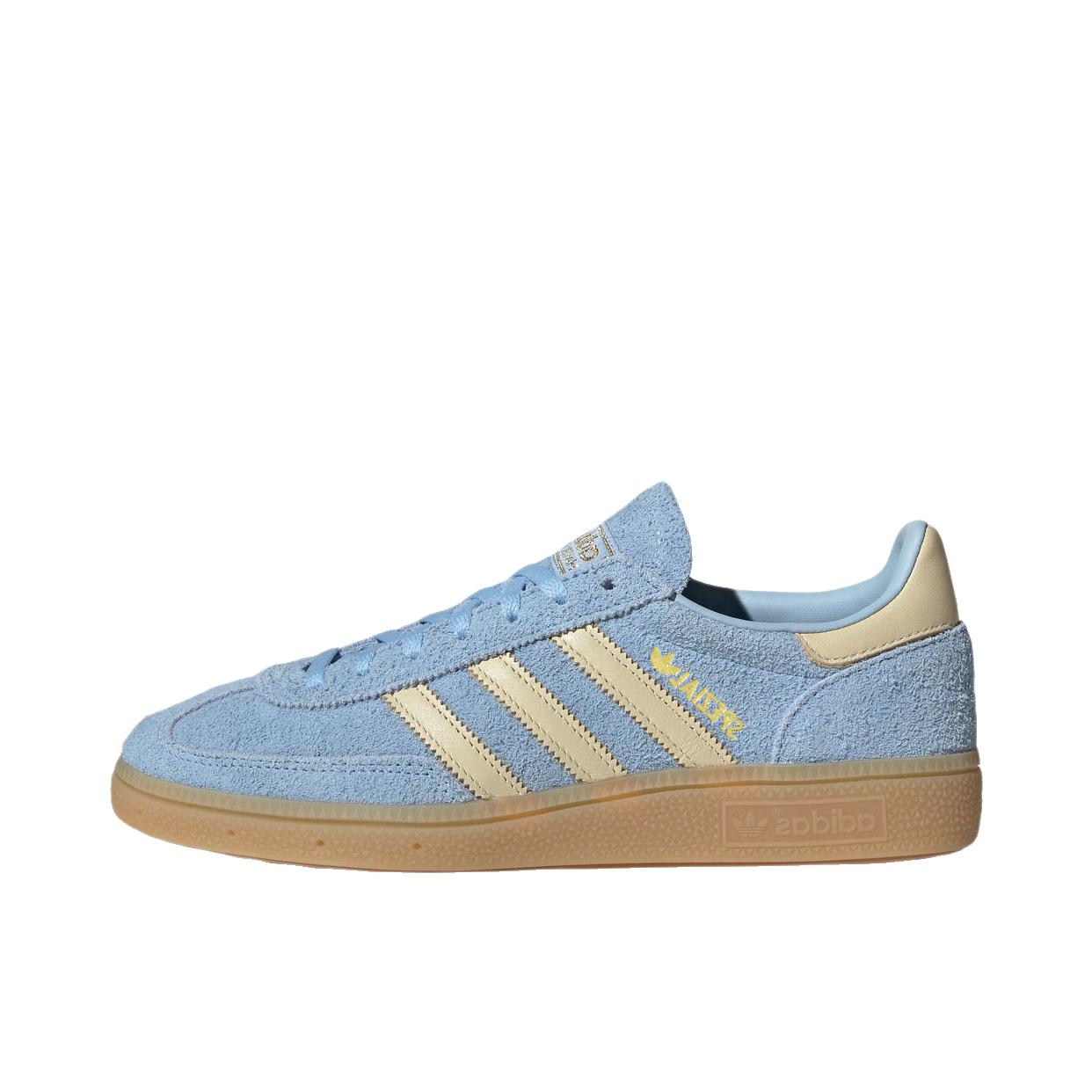 推荐商品：adidas Originals HANDBALL SPEZIAL T头鞋 德训鞋 板鞋 舒适耐磨复古防滑 浅蓝色/暖香草色