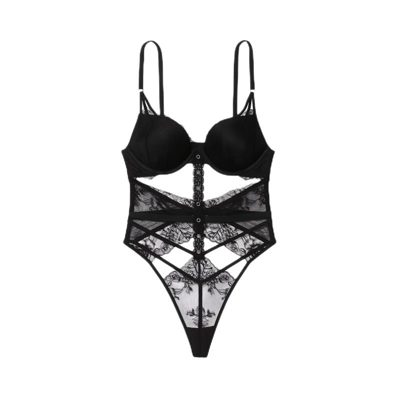 推荐商品：Victoria's Secret/维多利亚的秘密 聚拢连体蕾丝情趣睡衣 女装 11240744 黑