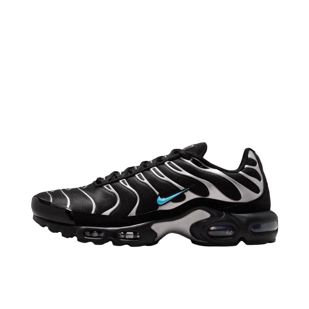 推荐商品：Nike Air Max Plus 跑鞋 休闲舒适轻便网布透气防滑耐磨气垫缓震包裹性贴合圆头 黑色/银色/蓝色
