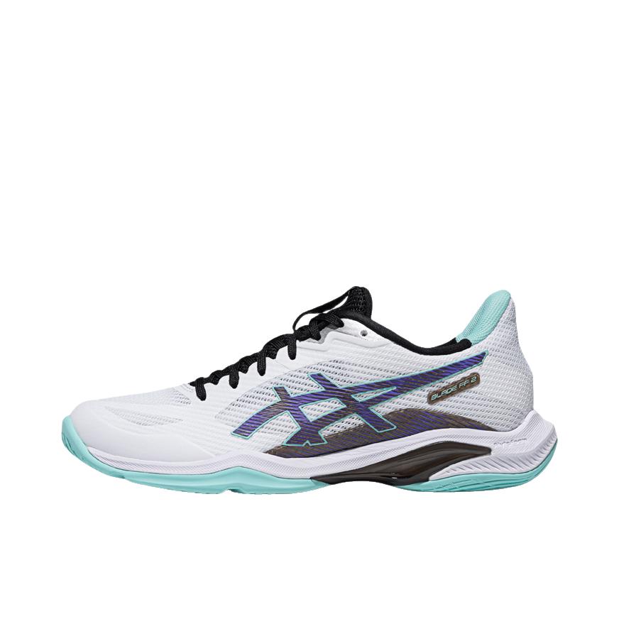 推荐商品：Asics/亚瑟士 BLADE FF 2 训练鞋 减震耐磨低帮圆头比赛防滑 白色/紫色/青色