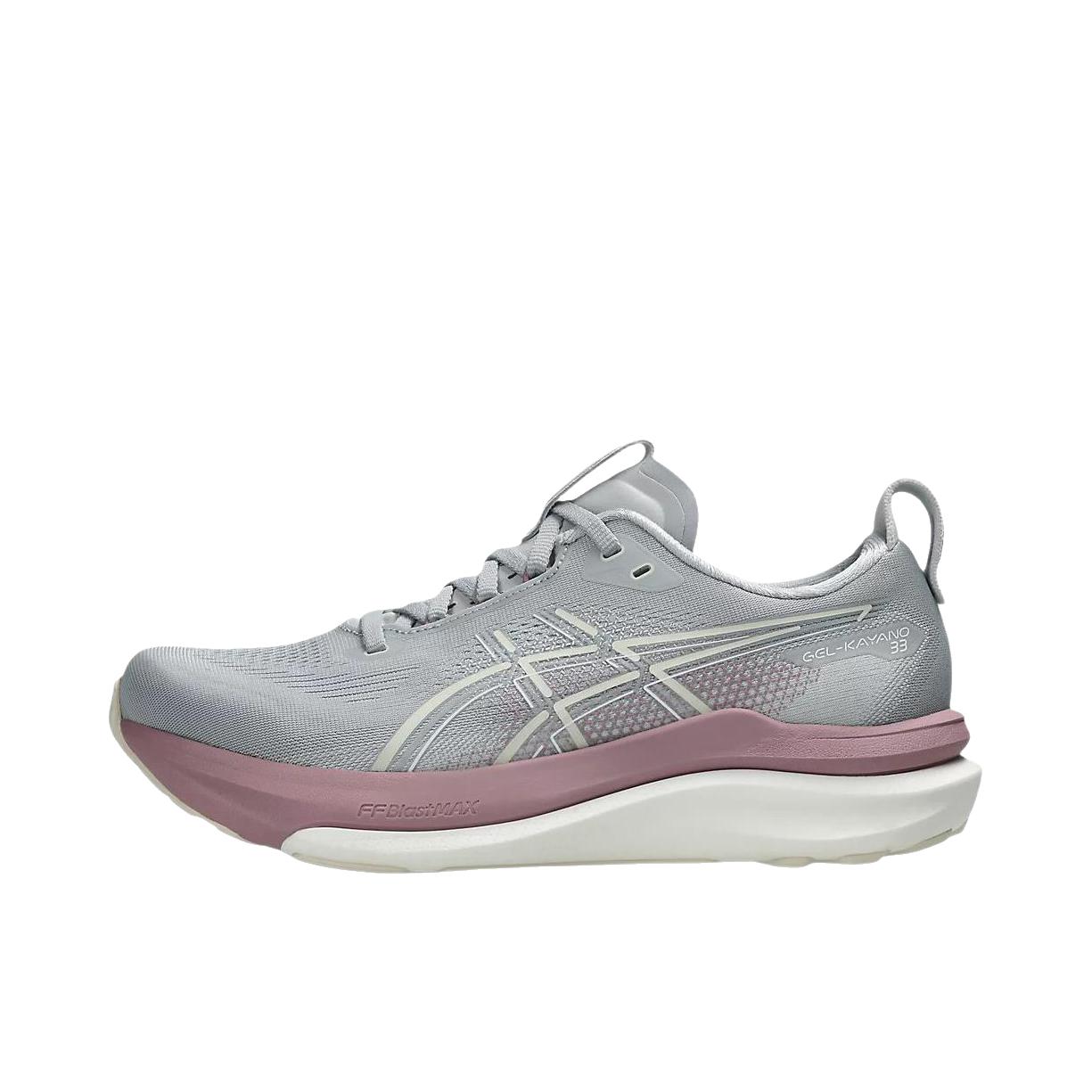 推荐商品：Asics/亚瑟士 GEL-KAYANO 33 跑鞋 透气支撑回弹橡胶 灰色/紫色