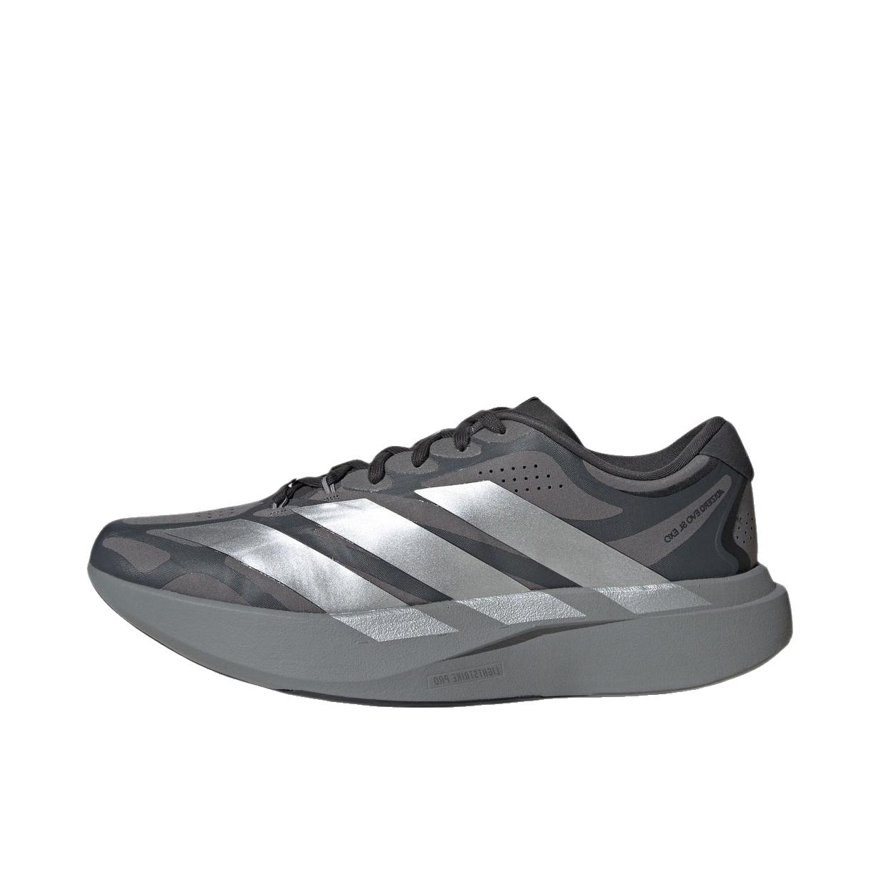 推荐商品：adidas Adizero Evo SL EXO 跑鞋 马拉松竞速橡胶回弹舒适贴合 灰色/金属银/深灰色