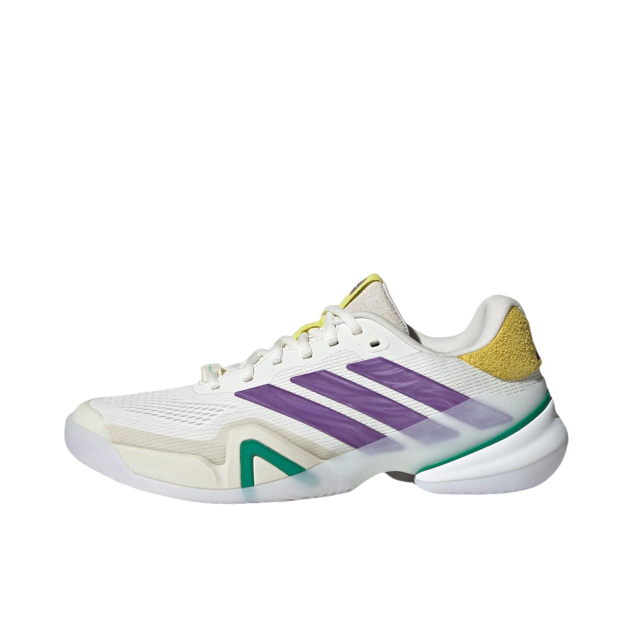 推荐商品：adidas BARRICADE 14 网球鞋 厚底舒适百搭休闲贴合 汉玉白/亮紫色/白色