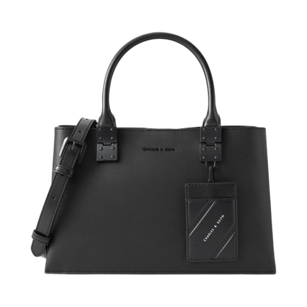 CHARLES&KEITH 女士简约通勤手提单肩包 CK2-50671160 UltraMatteBlack超哑光黑