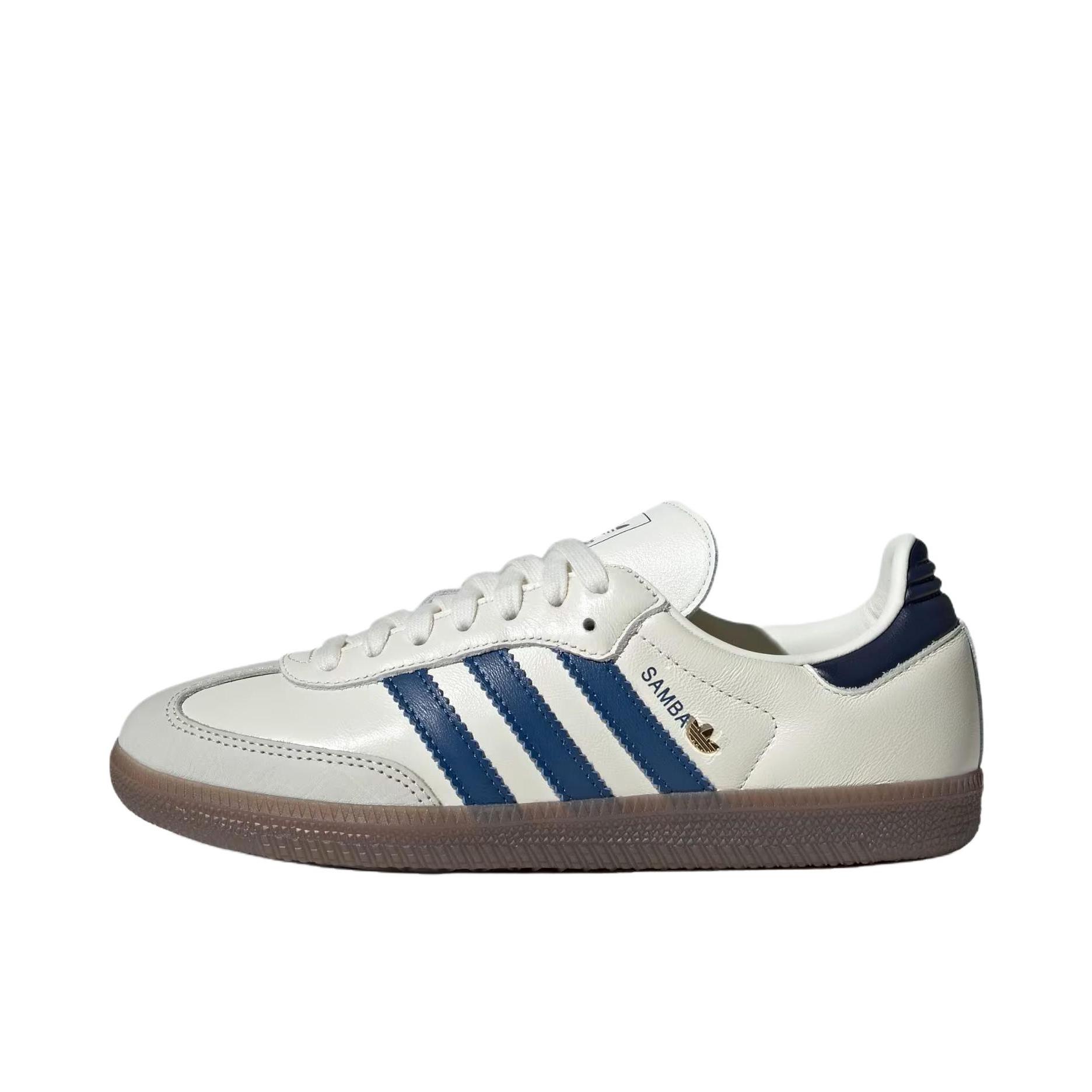 推荐商品：adidas Originals Samba OG T头鞋 板鞋 经典复古舒适百搭耐磨合成革圆头薄底贴合 女款/奶白色/蓝色