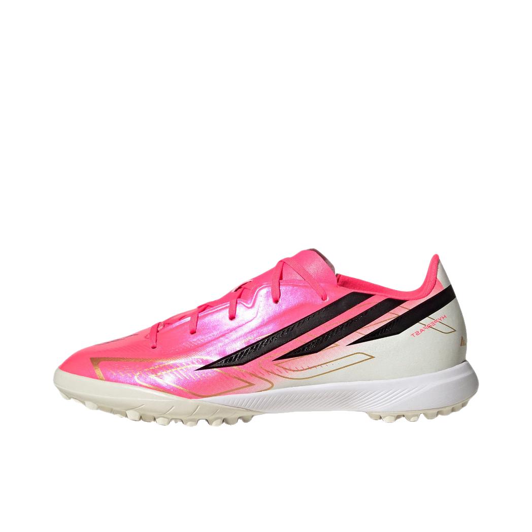 推荐商品：adidas F50 League TF 中端 胶质碎钉 人造草地室外硬地 缓震耐用 足球鞋 大童/漩涡荧光红/黑色/金色