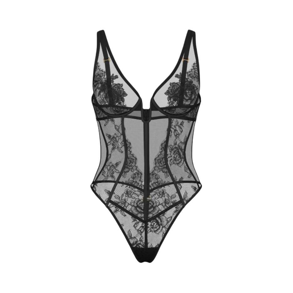 推荐商品：Victoria's Secret/维多利亚的秘密 纯色蕾丝带钢圈连体情趣内衣 女装 11264950 黑