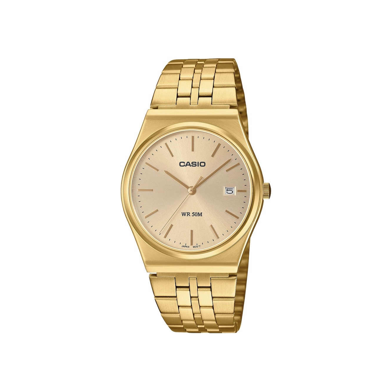 Casio/卡西欧 STANDARD系列 不锈钢表带防水日韩电子石英男士手表 金色 MTP-B145G-9A