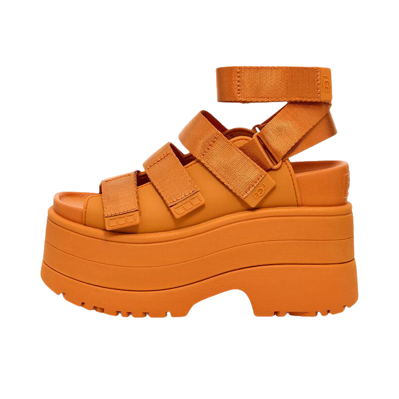 推荐商品：UGG Goldenrise 罗马 魔术贴 高跟 增高橡胶 缓震 厚底鞋 凉鞋 女款/深杏色